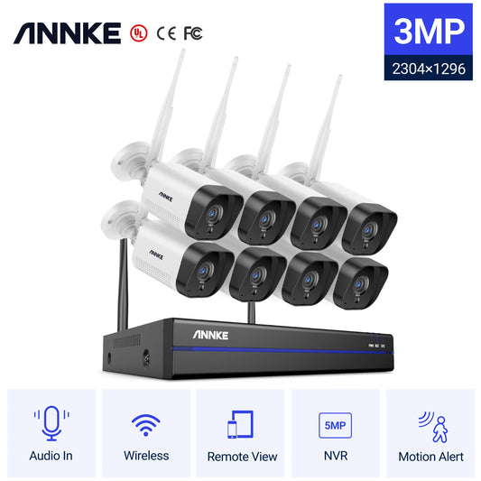 ANNKE WS300 WiFi Video Surveillance System 5MP NVR 3MP IP Cameras Audio Recording Security - TodaysEssentialHomeDecor